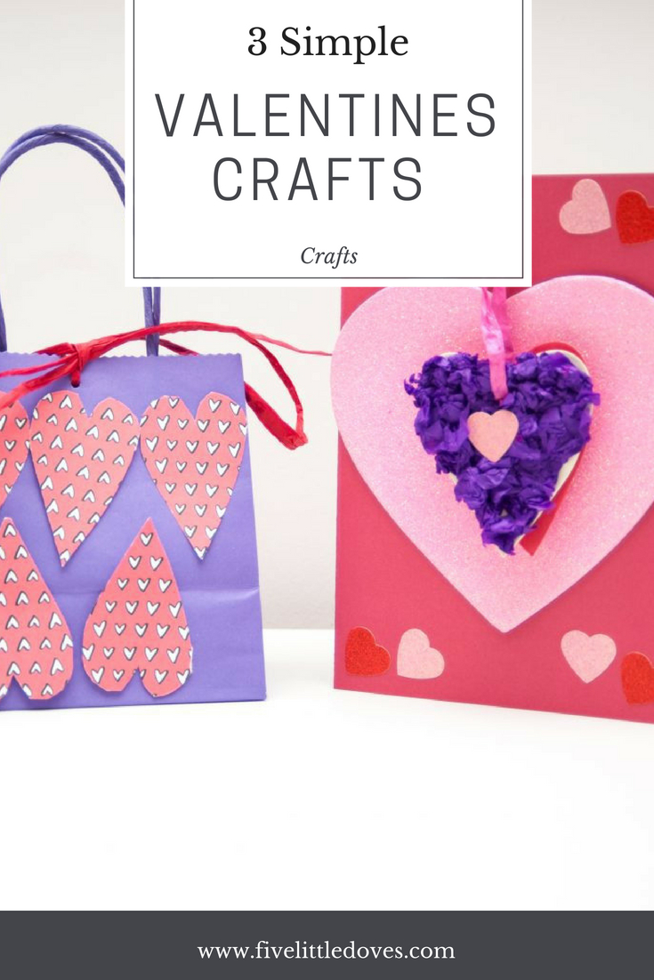 3 Simple Valentines Crafts For Children | Quick and easy crafts ideas that kids can do. Perfect for making for their friends for Valentines Day. They only require cheap items to make a cute gift that they will enjoy www.fivelittledoves.com