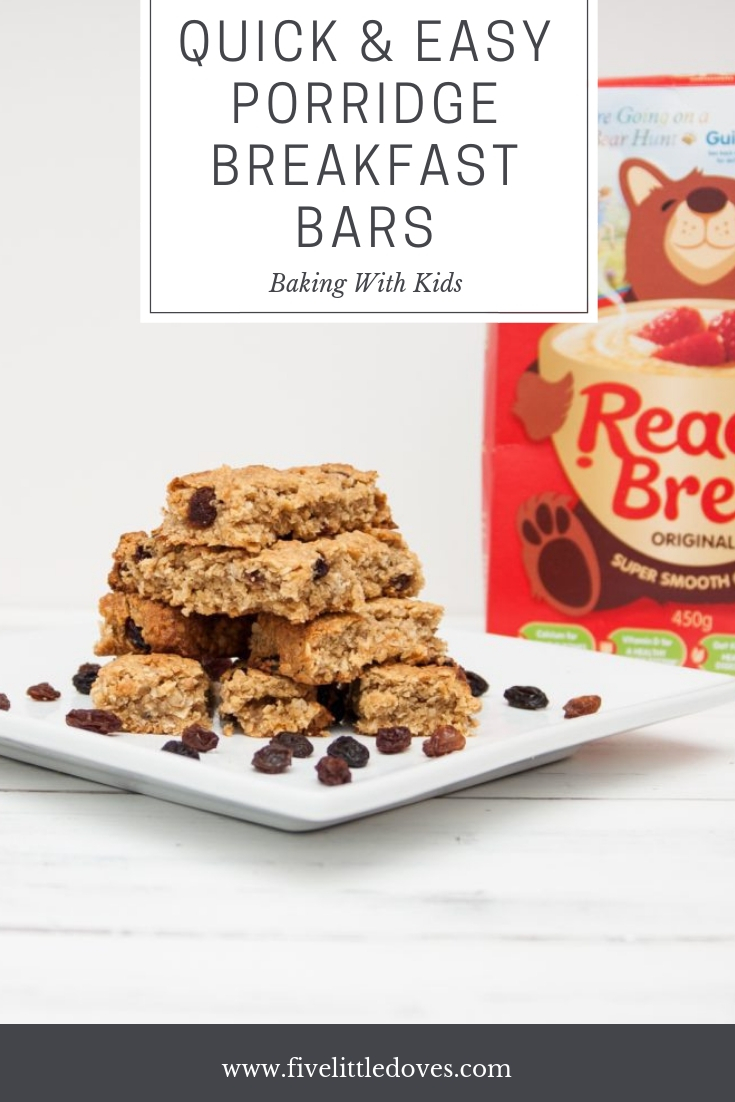 Ready Brek Porridge Bars | Getting your children to have a healthy breakfast can be quite tough. Replace sugary cereals with porridge bars that they can make themselves. Naturally sweetened with honey, these bars will keep them full till lunch. Perfect for kids snacks too! Have the children help you in the kitchen to really get them involved. www.fivelittledoves.com