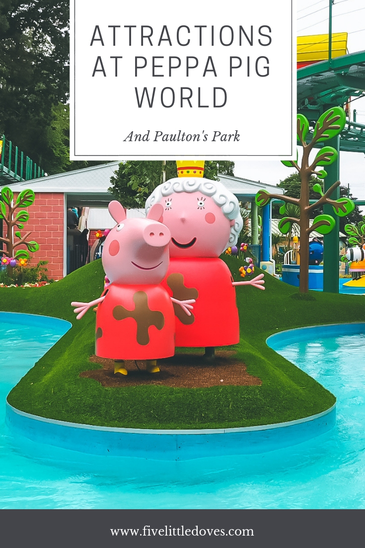 Attractions At Peppa Pig World | Paulton's Park isn't just about Peppa Pig World. With rides and splash parks, plus lots of places to buy lunch, you will need a full day to explore Paulton's. A fun day out for the whole family. Read this article to find out what to expect and what is the best age to visit Peppa Pig World based on the rides available www.fivelittledoves.com