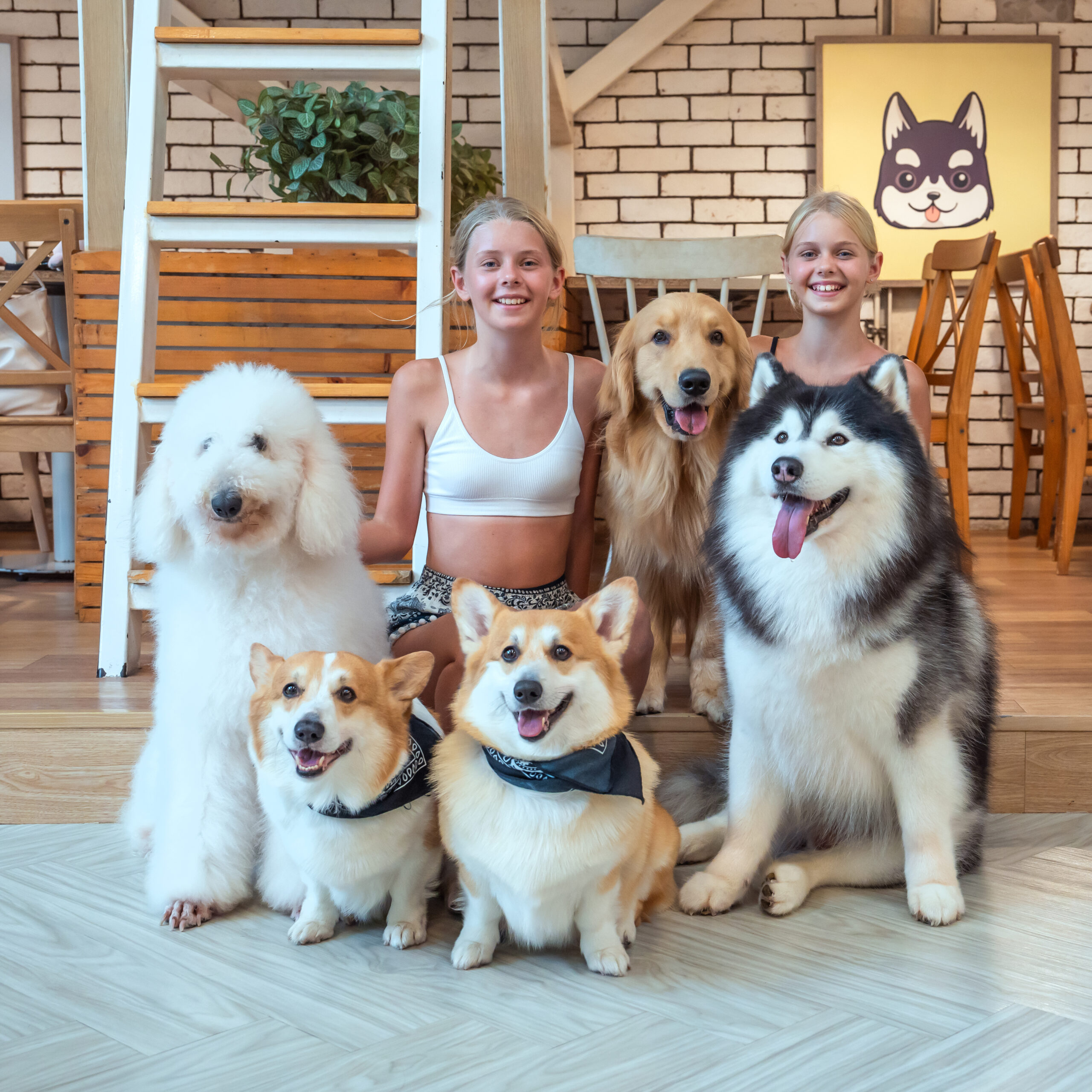 Dog cafe Bangkok with kids 