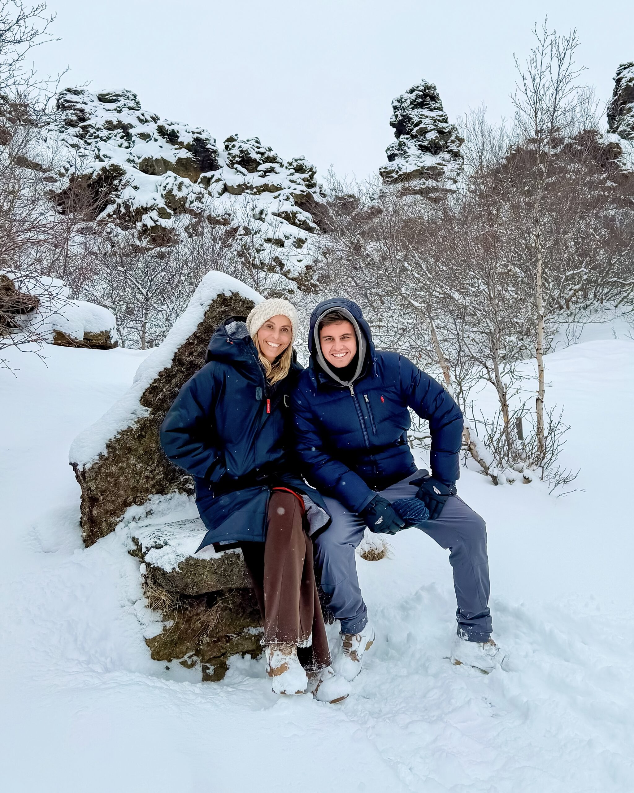 Mum and son in Akureyri, Iceland