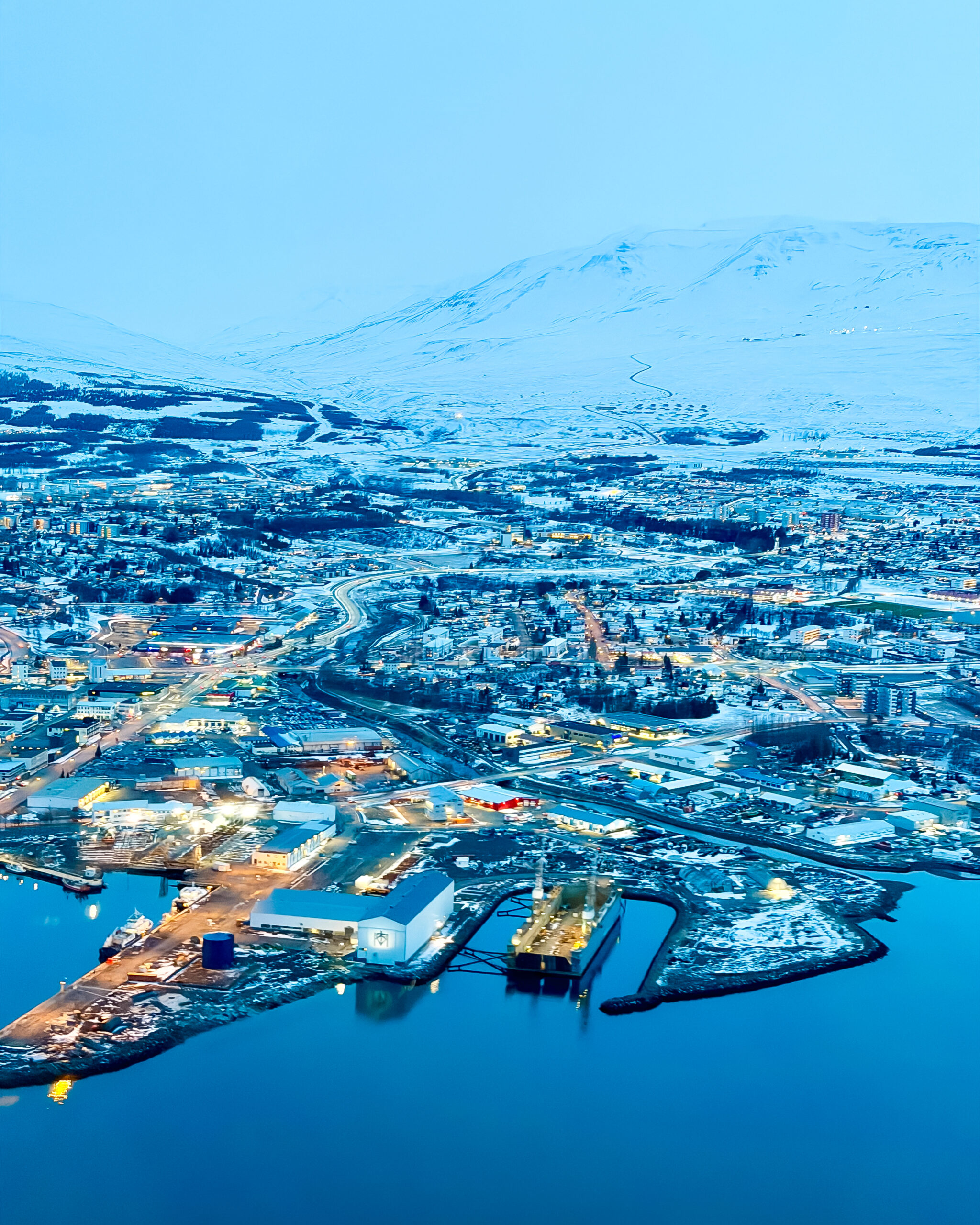 View on landing at Akureyri airport 