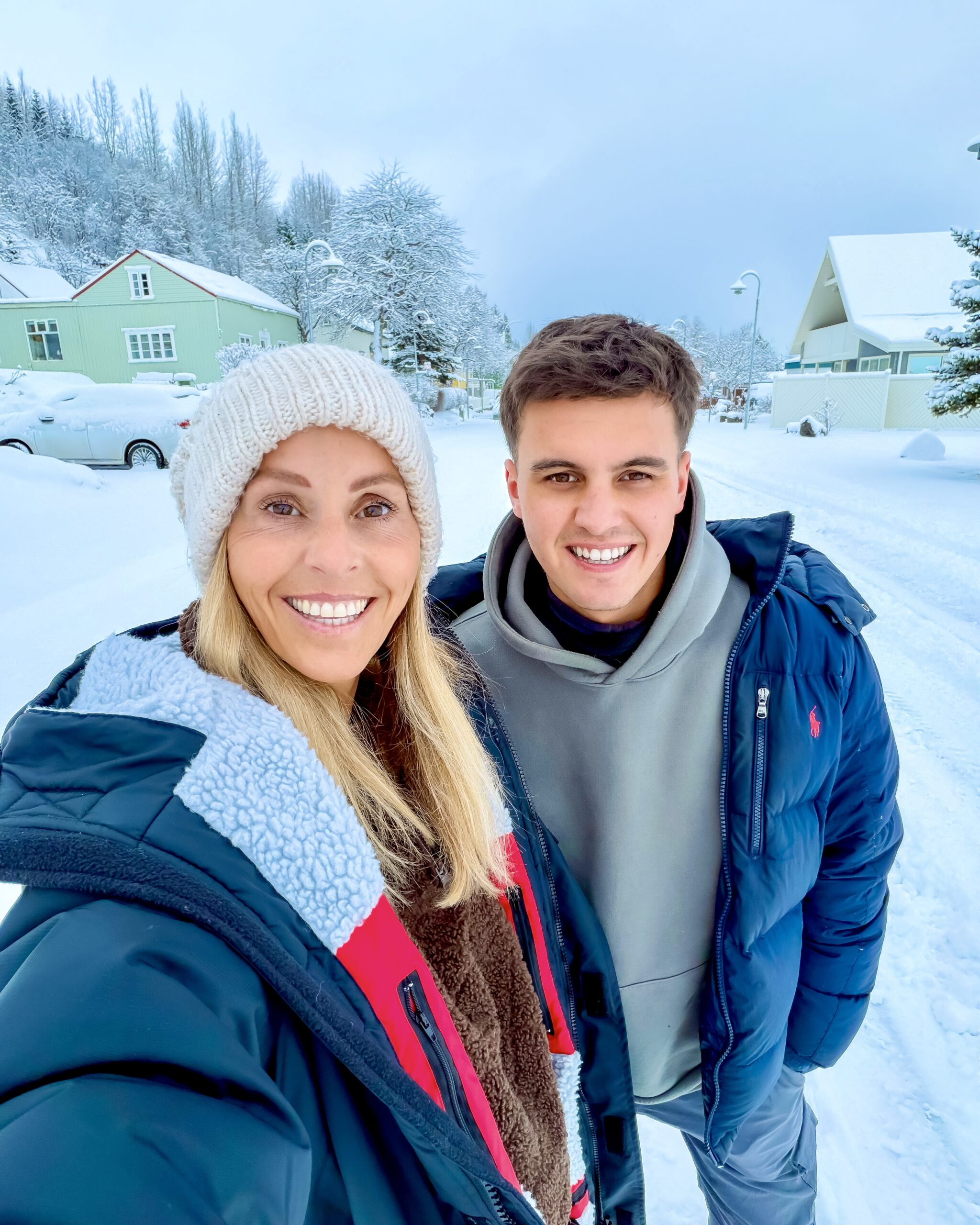 Selfie of Mum and son in Akureyri Iceland 