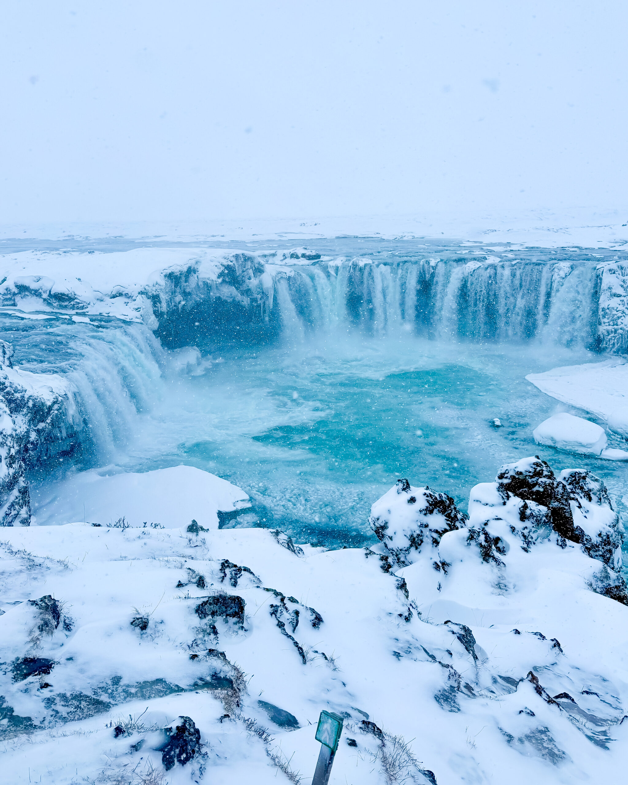 Goðafoss Waterfall views in the snow