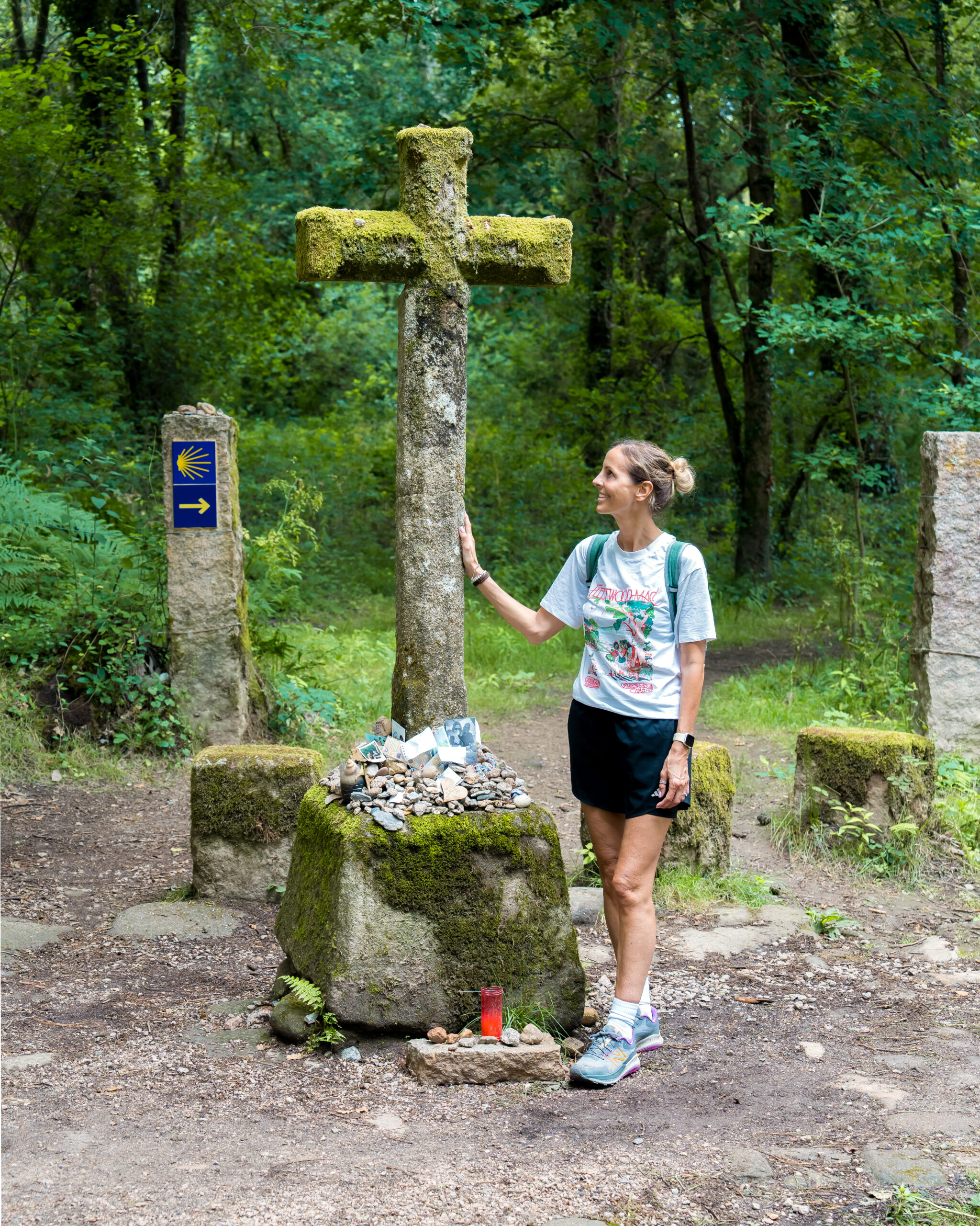 Woman walking Portuguese Camino from Tui